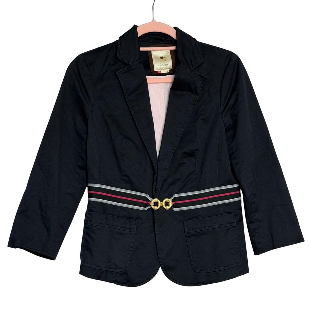 Elevenses Black Tailored Blazer‎ with Grosgrain Waist Detail – Size 4